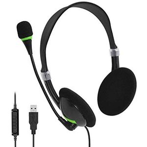 USB-headset, computerheadset met ruisonderdrukkingsmicrofoon, instelbare comfortabele hoofdtelefoon, over-ear hoofdtelefoon met noice-cancelling-microfoon, USB-headset met ruisonderdrukking