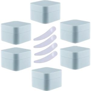 SDGBCXD, Pak van 6, 30 ml vierkante blauwe plastic zalfpotjes cosmetische potten met binnenvoering containers for lippenbalsem, lotion ，Cosmetische potten(Blue,30ml)