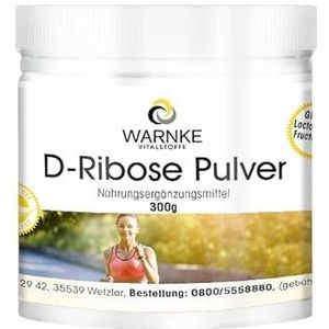 D-Ribose poeder 300 g met vitamine B3 en B5-100% puur zonder toevoegingen - voor de energiestofwisseling - hooggedoseerd en veganistisch | Warnke Vitalstoffe - Duitse apothekerskwalitei