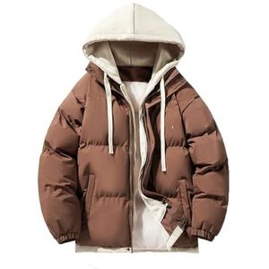 Pegsmio Heren Jas Outdoor Parka's Winter Slim Fit Hoodies Jassen Katoen Winddicht Parka's, Koffie, L