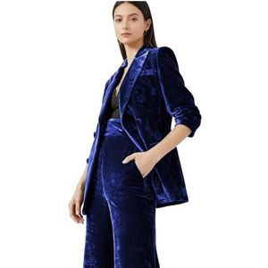2 STKS Fluwelen Pantsuits Vrouwen Double Breasted Voering Dames Business Office Smoking Casual Party Suits, koningsblauw, XS