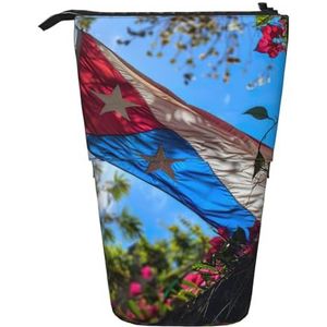 Evengigy Puerto Rico Vlag Print Leuke Etui Met Ritssluiting Verstelbare Stand Potlood Houder Grappige Make-Up Tas, Zwart, Eén maat, Tas Organizer