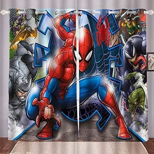 HNSRYLQX Spider-Men Verduisteringsgordijnen, Spider-Men Gordijn Ondoorzichtige set van 2, met 3D-opdruk, met ophang-oogjes, voor slaapkamer kinderkamer polyester (3, 280 x 245 cm (2 x 140 x 245 cm))