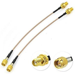Eightwood 4G LTE Antenne SMA Verlengkabel - Female Bulkhead naar Male Adapterkabel RG178 15cm 6inch 2pcs voor 2G 3G 4G Wifi Router Multicopter Bluetooth Draadloos Netwerk