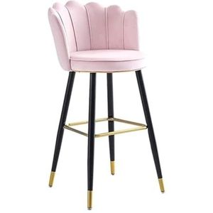 Barkrukken Bistrokruk Barstoelen Fluwelen Krukstoel Met Zwarte Metalen Poten Tegenkrukken Barkruk Gestoffeerde Zitting Hoge Krukken Barstoel Barkruk Keukenstoelen(Pink,Sitting Height 75cm)