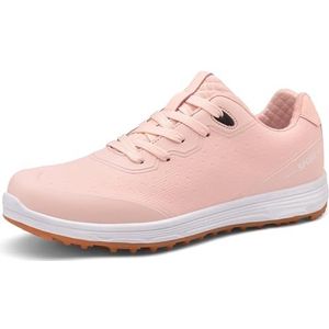 Hiuzylqx Golfschoenen Dames Sipkeless Golf Sneakers Professionele Waterdichte Outdoor Antislip Golf Sport Trainers,Roze,36 EU
