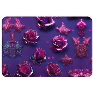 FRESQA Glitter Pailletten Rose Print Essentiële Outdoor Entree Deurmat, Gemakkelijk Te Schoon Ontwerpen, Voor Home Decor