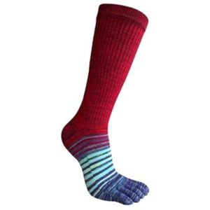 BAOPENB Heren teen sokken 3 paar man teen sokken lange grote maat katoen kleurrijke gestreepte compressie sport fitness gelukkig grappig 5 vinger kalf sokken EU42-46 antislip vijf teen sokken, Rood,