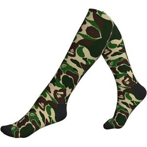 DEXNEL Aniaml Camouflage Groene Compressie Sokken Voor Mannen Vrouwen 20-30 Mmhg Compressie Sokken Voor Sport Ondersteuning Sokken, 2 Zwart-2, Eén Maat