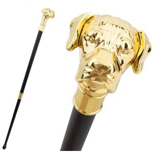 Gouden Hondenkop Wandelstok, Elegante Vintage Rekwisietstok Elegante Cosplay voor Volwassenen en Kinderen 36,22 Inch