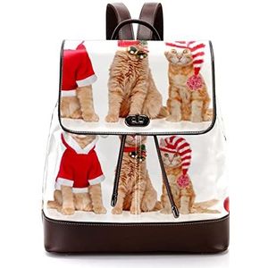 Kerstman gewei Kittens rode bal gepersonaliseerde casual dagrugzak tas voor tiener, Meerkleurig, 27x12.3x32cm, Rugzak Rugzakken