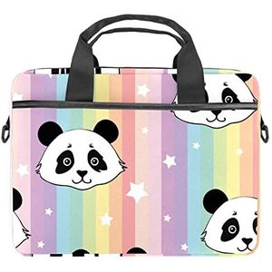 Kleurrijke Strepen Panda Sterren Patroon Laptop Schouder Messenger Bag Crossbody Aktetas Messenger Sleeve voor 13 13.3 14.5 Inch Laptop Tablet Beschermen Tote Bag Case, Meerkleurig, 11x14.5x1.2in /28x36.8x3 cm