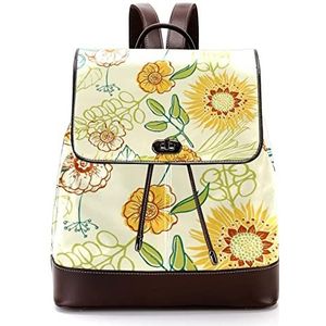 Hand verf bloemmotief bladeren gepersonaliseerde schooltassen boekentassen voor tiener, Meerkleurig, 27x12.3x32cm, Rugzak Rugzakken