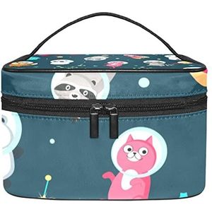 Leuke dierlijke make-up organizer tas, reismake-up tas organizer case draagbare cosmetische tas voor vrouwen en meisjes toiletartikelen, Meerkleurig, 22.5x15x13.8cm/8.9x5.9x5.4in