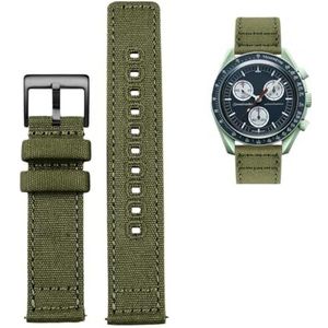 20 mm canvas horlogeband met snelsluiting geschikt for Citizen Seiko Outdoor waterdichte sport nylon band heren damesarmband (Color : Green-black, Size : 20mm)