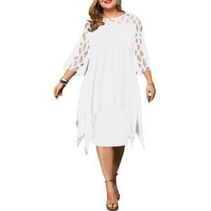 yk8fass Jurk met driekwart mouwen wt-4473, Wit, L