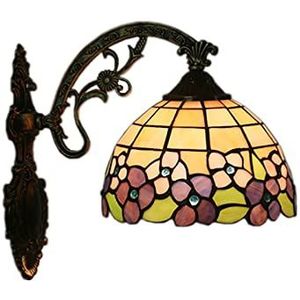Tiffany Wandlamp 8 Inches, Platteland/Barok/antieke Libel/Victoriaanse Stijl Gebrandschilderd Glas Wandlamp, Gebruikt Voor Bloem/kolibrie/druif Wandlampen In Trappen, Gangen, En Bars