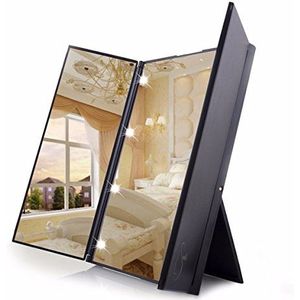 eLander Make-upspiegel, verlichte make-upspiegel met 8 leds (voor make-up en scheerbeurt, staande spiegel met batterij, voor op reis of in de badkamer) [beste