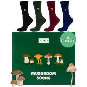 soxo Champignons Sokken Heren Cadeau Voor Vrouwen Klejurike Happy Men Socks 40-45 Mushroom Mannen 4 Paar