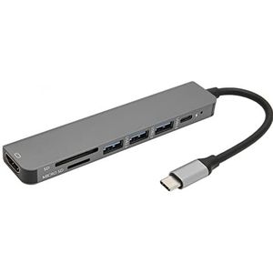 Ethernet-naar-USB-adapter, snelle gegevensoverdracht Snel opladen 4K 3840 x 2160 30Hz USB-C Hub SD TF-kaartlezer voor tv-monitorprojector
