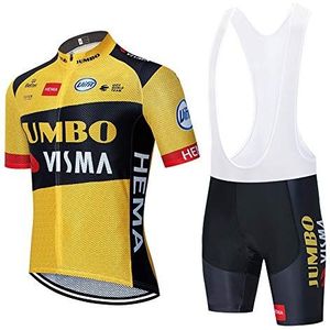 DEHIWI Fietspak voor heren, korte mouwen, MTB-jersey en korte broek, gewatteerde fietskledingset voor outdoor, sport, fietsen, zomer