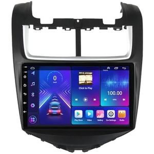Dubbele DIN Android 14 autoradio voor Chevrolet Aveo 2014-2017 9 Duim QLED Touch screen-met Draadloze Carplay Android Auto GPS navigatie 4G WiFi Stuurwielbediening achteruitrijcamera(P5 4G+WIFI 8Core