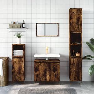 AUUIJKJF Meubelsets 3-delige badkamermeubelset gerookt eiken ontworpen houten meubels