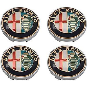 4-delige Naafdoppen voor Alfa Romeo Mito 147 156 159 166 Giulietta Spider Stelvio 60mm, Wieldecoratiedeksel, Wieldoppen, Naafdop, Stof/Waterdicht/Slijtvast/Met logo