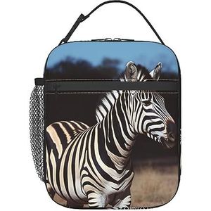 YUNWEIKEJI Animal Zebra Print Lunch Bag, Duurzaam Geïsoleerde Lunch Box Herbruikbare Volwassenen Tote Bag Herbruikbare Koeltas