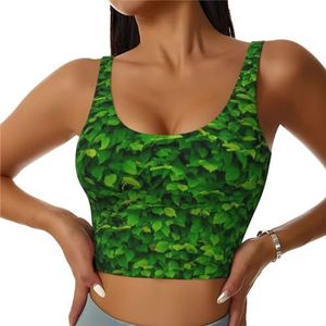Groene Bladeren Muur Print Casual Wear Vrouwen Sport Vest Yoga Vest Workout Vest Voor Vrouwen Lichtgewicht Trendy, Zwart, S