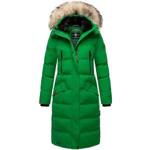 Marikoo Sneeuwsterretje Winterjas voor dames, warme gewatteerde jas, lang met afneembaar kunstbont en capuchon, XS - XXL, groen (smaragd green), S