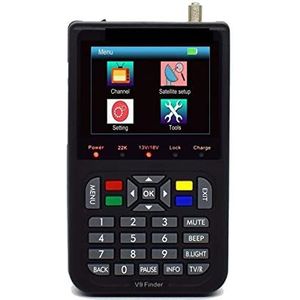 Satellietzoekers V9 Finder HD Satellite Finder DVB S2 Digital H.265 Full 1080P Ingebouwde 3000mAh Batterij FTA 3.5"" LCD Sat Finder LCD-scherm met meter met satellietdetectie (Color : Nero, Size : Pl