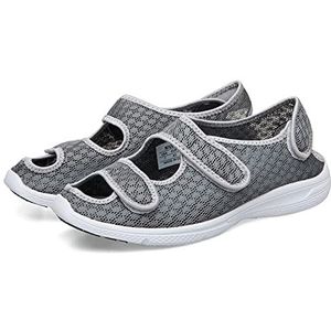 Mannen Vrouwen Jicht Voet Gezwollen Schoenen, Zomer Voet Vet Duim Eversie Wreef Diabetes Schoenen, Voor Oma Opa Ouderen, Kan Aanpassen (Color : Gray, Size : 42 EU)