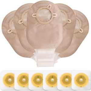 VLOOKUP 21 stuks colostomiezakken, stomabenodigdheden, tweedelige draineerbare zakjes met sluiting voor ileostoma-verzorging, cut-to-fit (15 stuks zakken + 6 stuks barrière)