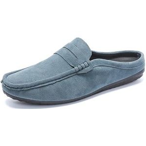 Heren Loafers Schoen Ronde Neus Suede Vamp Penny Half Loafers Schoenen Slip Comfortabel Antislip Klassieke Outdoor Slip Op (Color : Blue, Size : 39 EU)