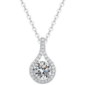 Moissan diamant 925 zilveren ketting sieraden dames waterdruppel hanger Koreaanse versie twee karaat sleutelbeenketting (Color : 2 carat moissanite, Size : 925 silver)
