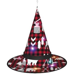 EdWal Verlichte tovenaar pet, Halloween heksenhoed, hangende heksenhoed, voor buiten tuin indoor feest (2 stuks) - Koe hertenboom kerst