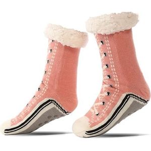 Ultra-Thick Cashmere Slipper Home Socks, Knitted Non-slip Soft Warm Slipper Socks for Indoor Home Women Men (Pink,One Size)
