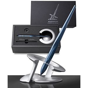 novium Hoverpen 2.0 - futuristische luxe pen gemaakt met lucht- en ruimtevaartlegeringen, unieke esthetische, gratis draaiende executive pen, coole gadgets, geschenken voor mannen en vrouwen (blauw