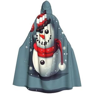 Bxzpzplj Kerst Sneeuwpop Patroon Print Mystieke Hooded Mantel Voor Mannen & Vrouwen, Halloween, Cosplay En Carnaval, 185 cm