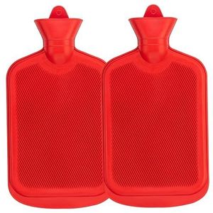 SteadMax [2 stuks] Warmwaterflessen, 2 liter natuurlijk rubber - BPA-vrij - Duurzame grote warmwaterzak voor warmkompres en warmtetherapie, pijnverlichting verwarmingskussen, (rood)