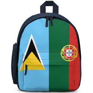 Saint Lucia Portugal vlag rugzak bedrukte laptop rugzak schoudertas casual reizen dagrugzak voor mannen vrouwen blauwe stijl