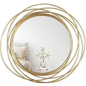 Mirrorize Grote 51 cm gouden ronde spiegel, cirkel ingelijste badkamer ijdelheid spiegel, wandspiegel voor woonkamer, hal, make-up spiegel 51 cm diameter, IMP8450