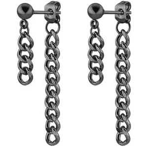 1-11 paar zwarte oorknopjes voor mannen vrouwen roestvrij staal kruis ketting hoepel bengelen oorbellen set piercing sieraden kpop oorbellen