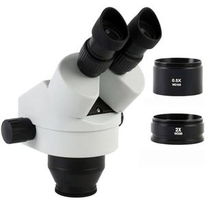 Microscoop Accessoires Kit Binoculaire Microscoop Vergroting Continue Zoom 7X-45X 90X Stereo Microscoop Hoofd WF10X/20mm Oculair Voor Telefoon Reparatie Microscoop Slides (Kleur: Met 0.5X 2.0X Lens, S