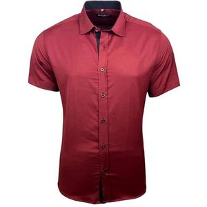 Baxboy Herenhemd, slimfit, gemakkelijk te strijken, business, bruiloft, vrijetijdshemd, korte mouwen, voor mannen, modern, B-455, S-4XL, bordeaux, S