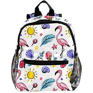 Leuke Mode Mini Rugzak Pack Tas Aquarel Flamingo Slak Zon Zomer Patroon, Meerkleurig, 25.4x10x30 CM/10x4x12 in, Rugzak Rugzakken