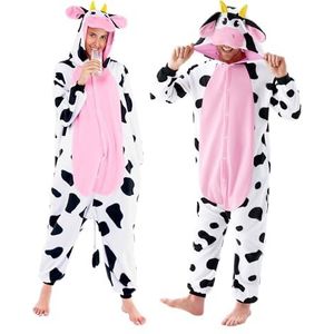 Spooktacular Creations Halloween Dalmatische Draak Triceratop Unisex Pyjama Volwassen Dier Kostuum Halloween Kostuum Party, Roze Koe, S