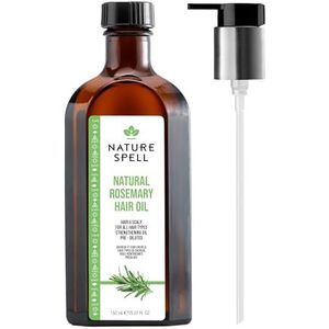Nature Spell Rozemarijnolie voor haar met Easy-Pomp-oliedispenser, 150 ml, rozemarijnolie voor de haargroei, behandel droog, beschadigd haar om haaruitval te bestrijden, met