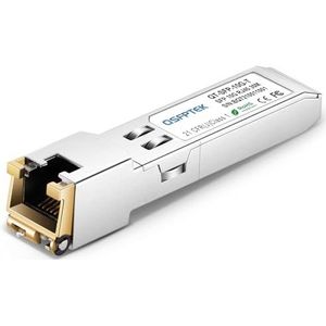 QSFPTEK 10G-T SFP+ RJ45 30m 10Gb-T Koperen Module 10GBASE-T Transceiver Mini-Gbic Transceiver voor Cisco SFP-10G-T-S, Ubiquiti UF-RJ45-10G, Mikrotik, D-Link, tot 30m